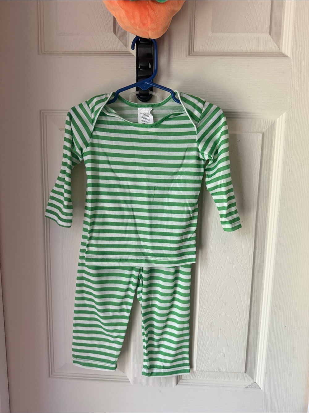 Target Orange Pumpkin Costume with Green Striped Sleeves and Hat - Picture 3 of 8